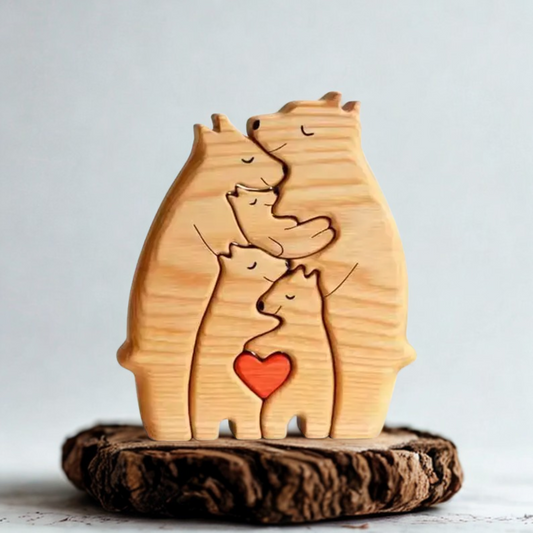 Personalised Wooden Bear Family Puzzle Set of 5