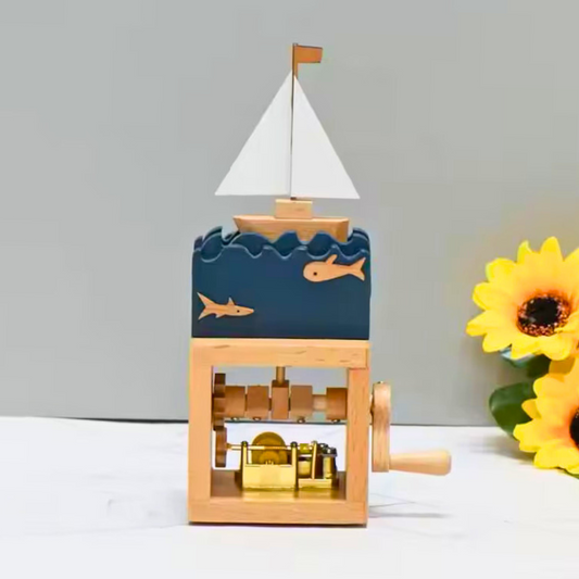 Wooden Sailboat Music Box