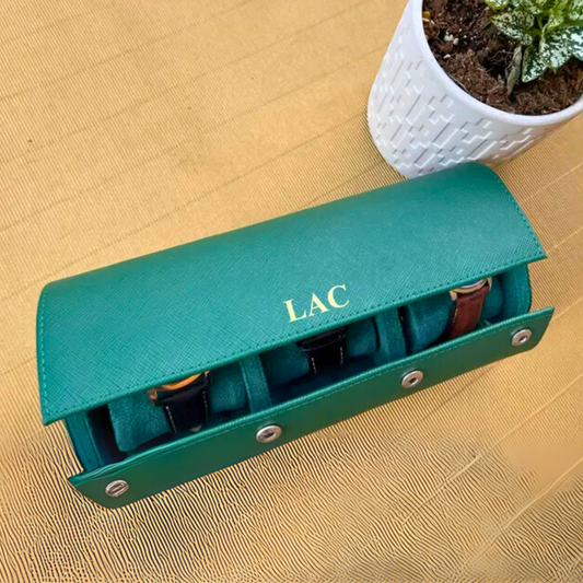 Green Saffiano Custom Leather Watch Case