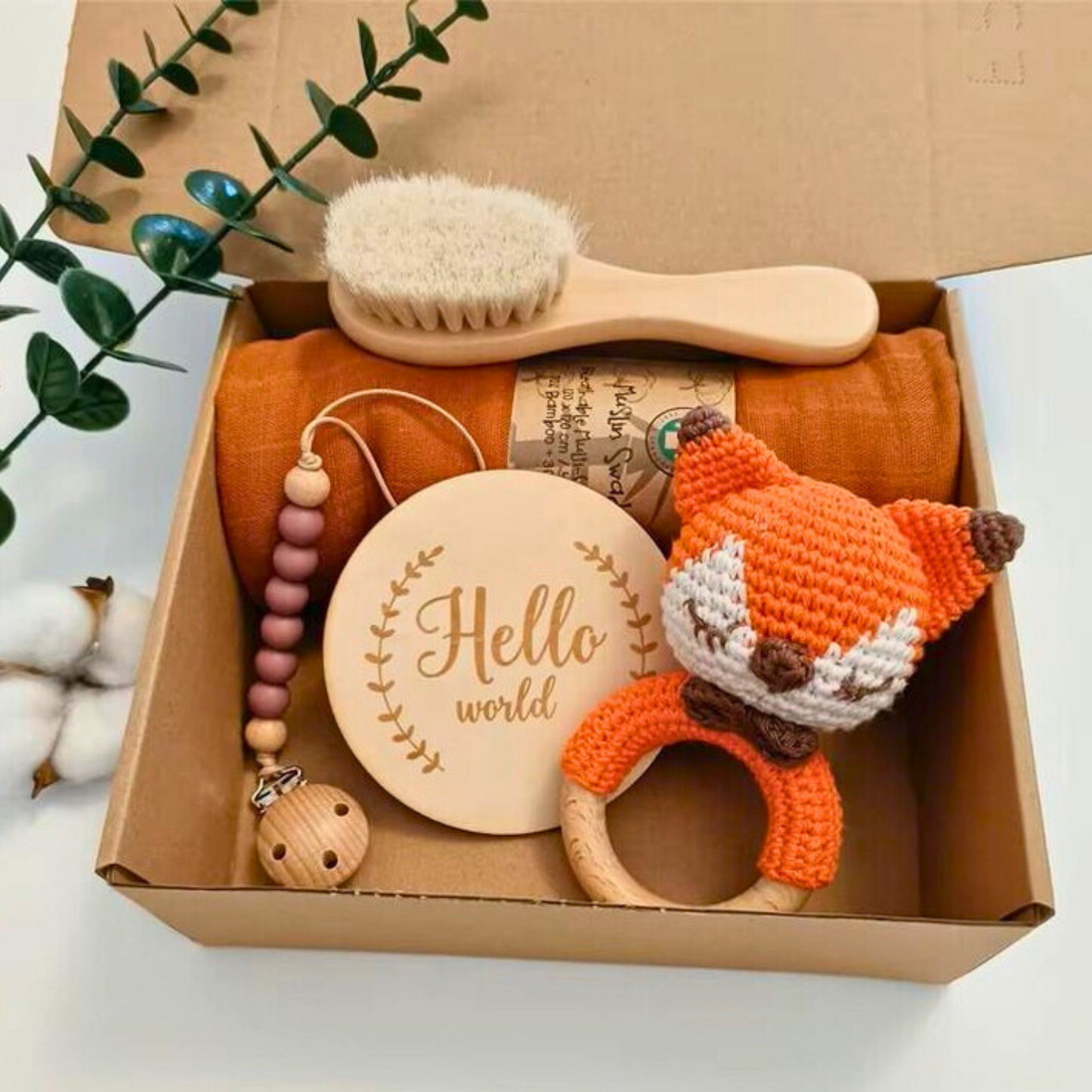 Custom Newborn Baby Gift Box Orange