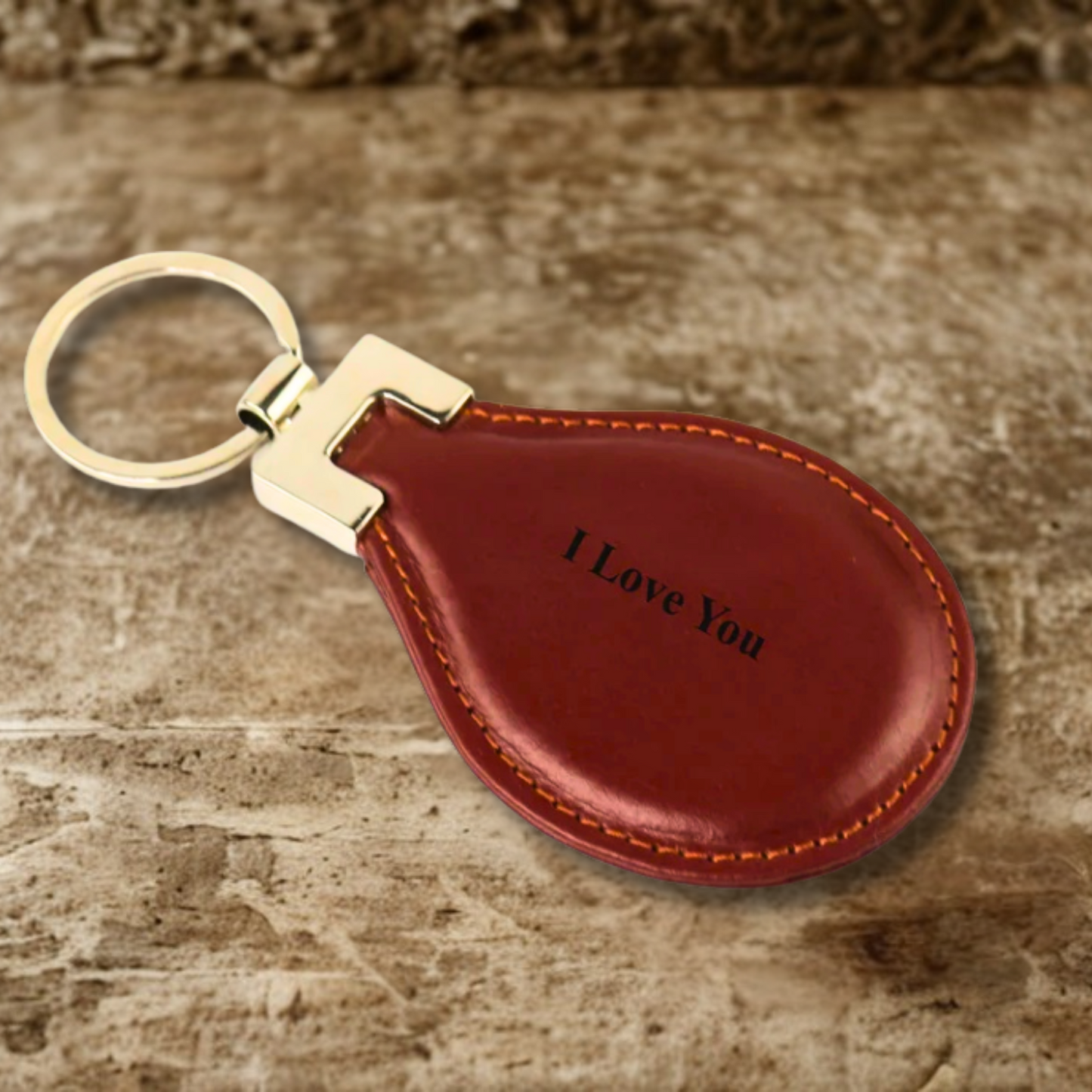 Personalised Leather Keyring Brown