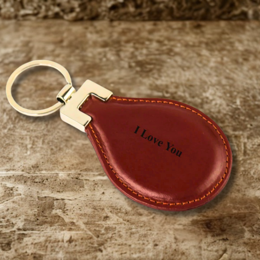 Personalised Leather Keyring Brown