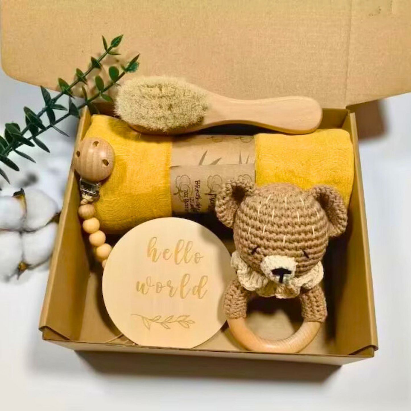 Custom Newborn Baby Gift Box Yellow