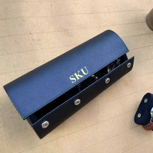 Black Saffiano Leather Watch Roll
