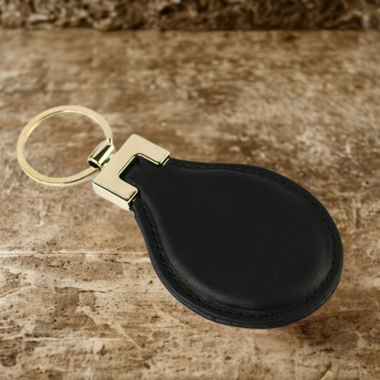 Personalised Leather Keyring Black