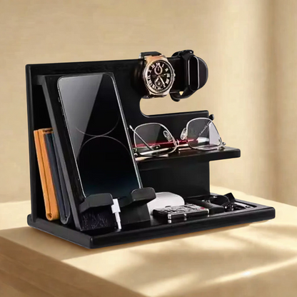 Black Wooden Phone Docking Station