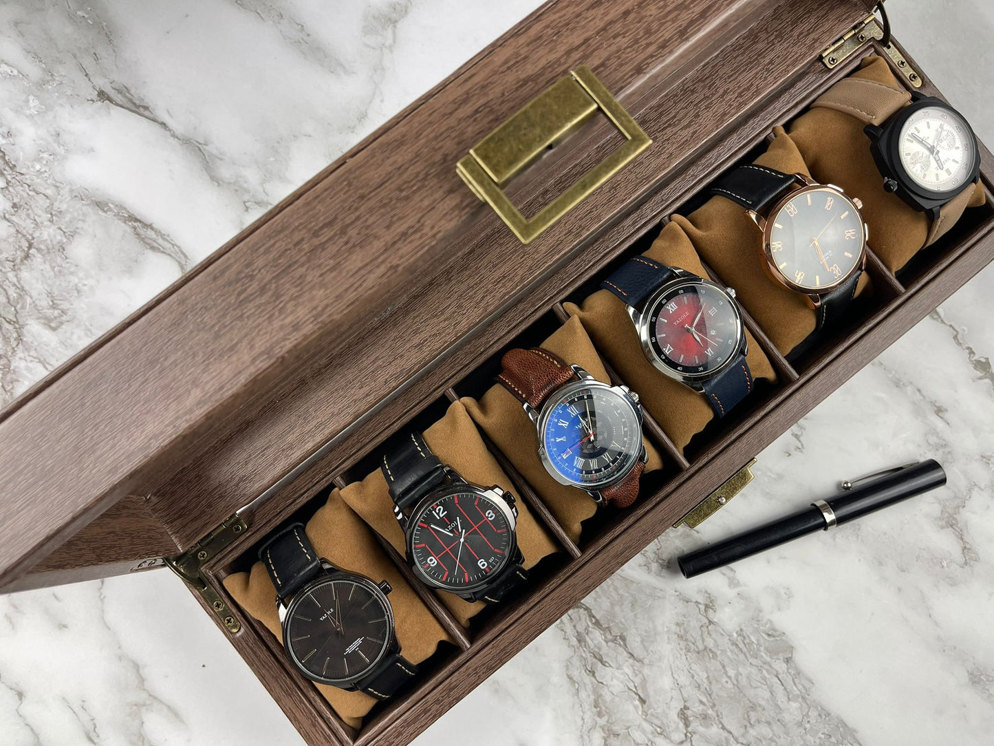 Personalised Wooden Watch Case 6 Slots