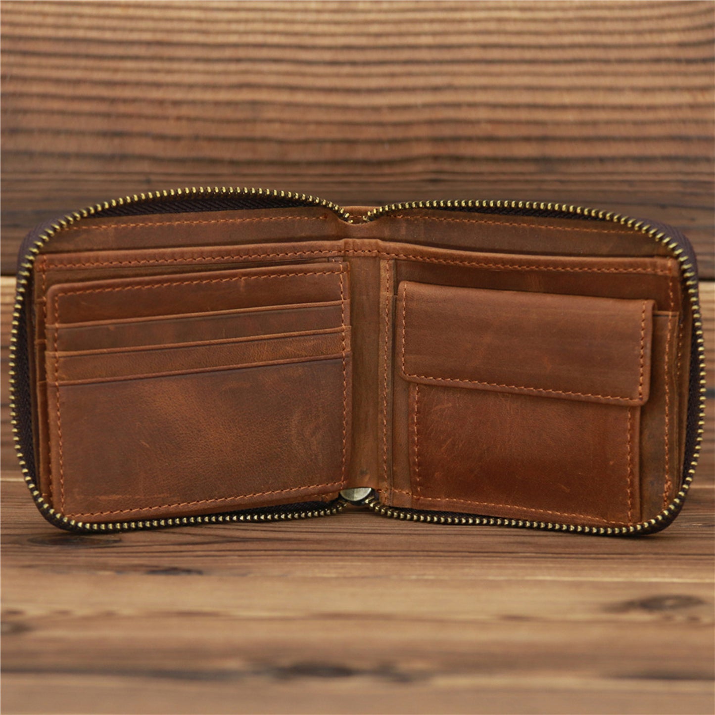 Personalised Zip Around Genuine Leather Wallet