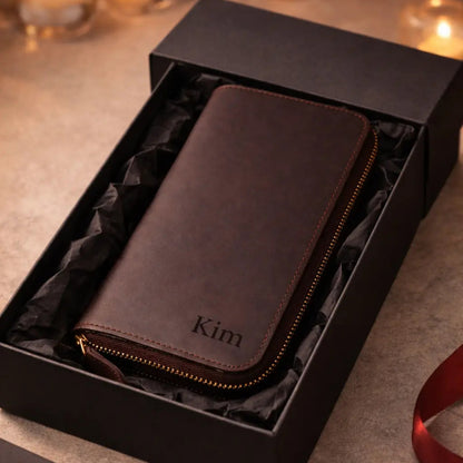 Zip Around Wallet for Women Dark Brown