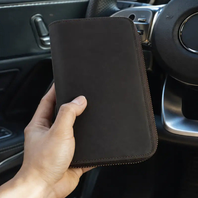 Zip Around Wallet for Women Dark Brown