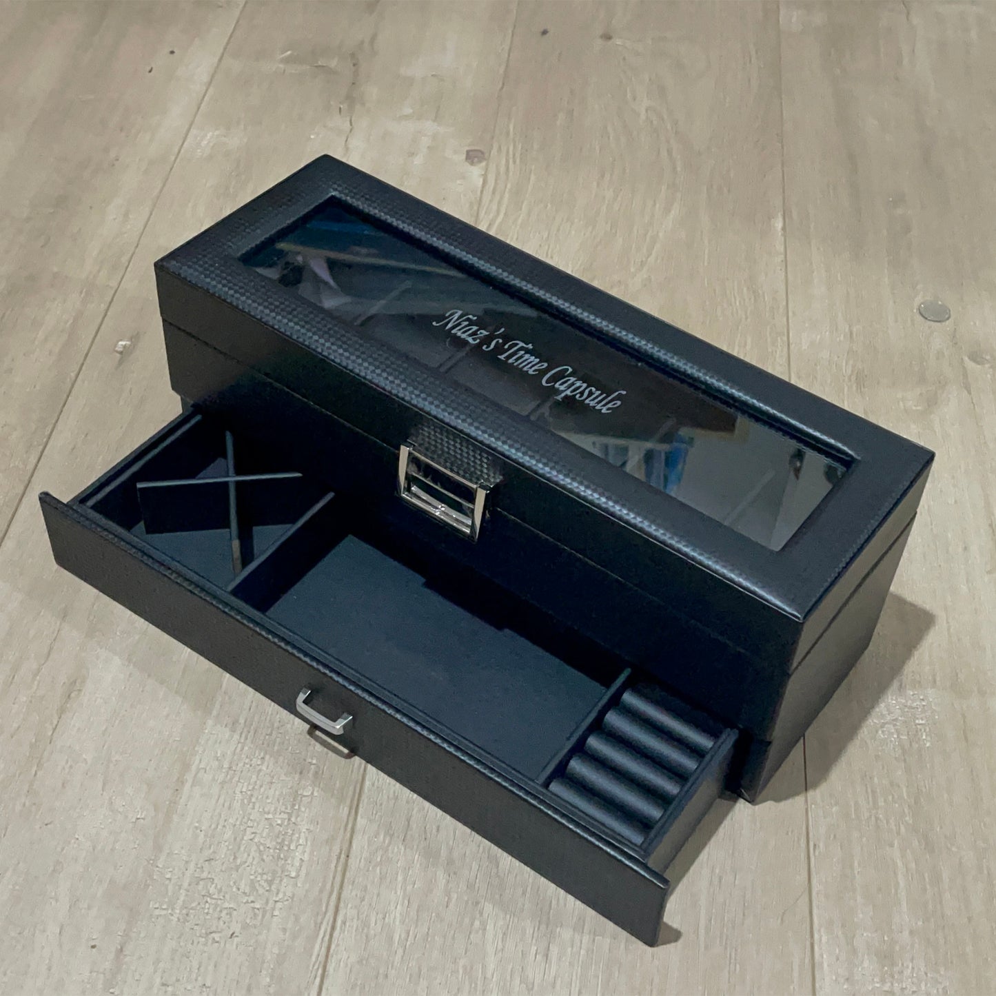 Carbon Fiber Men's Jewelry Box for 6 Watches