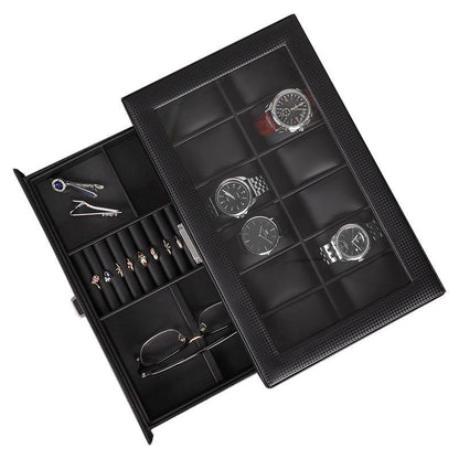 Carbon Fiber Men's Watch Box for 12 Watches