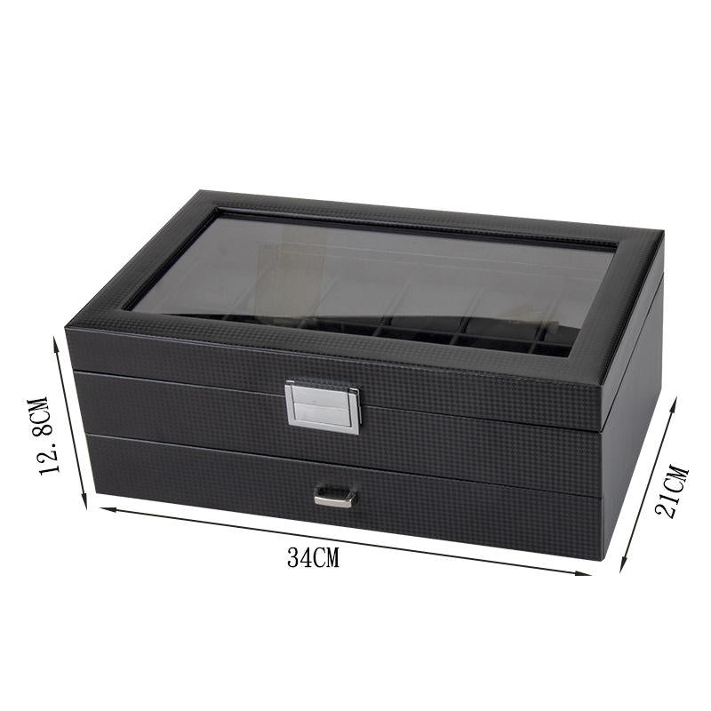 Carbon Fiber Men's Watch Box for 12 Watches