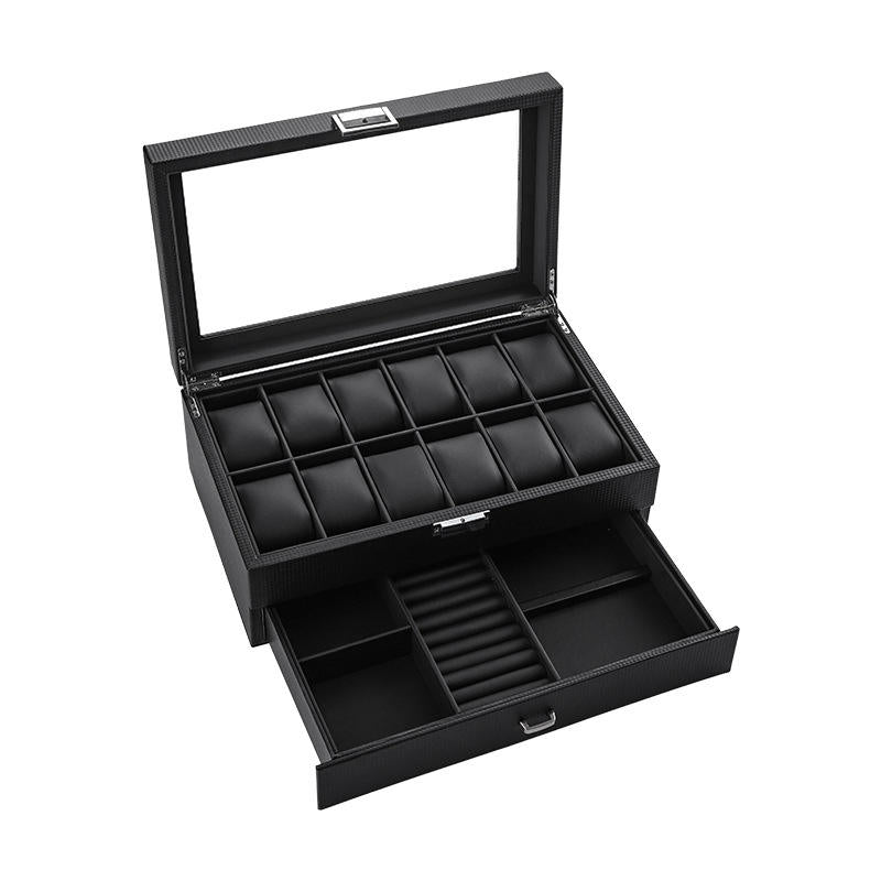 Carbon Fiber Men's Watch Box for 12 Watches
