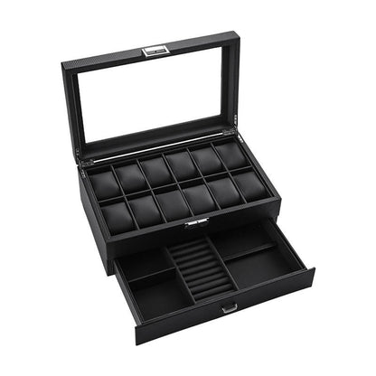Carbon Fiber Men's Watch Box for 12 Watches