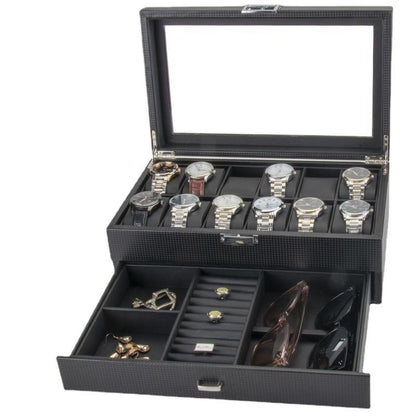 Carbon Fiber Men's Watch Box for 12 Watches