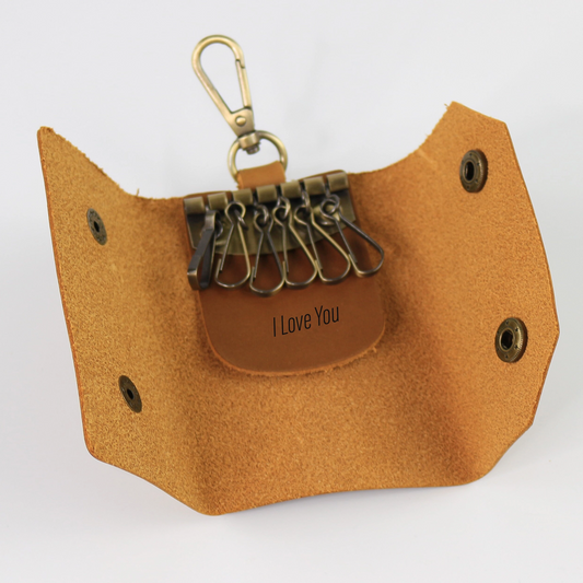 Personalised Leather 6-Hook Key Organiser – Brown