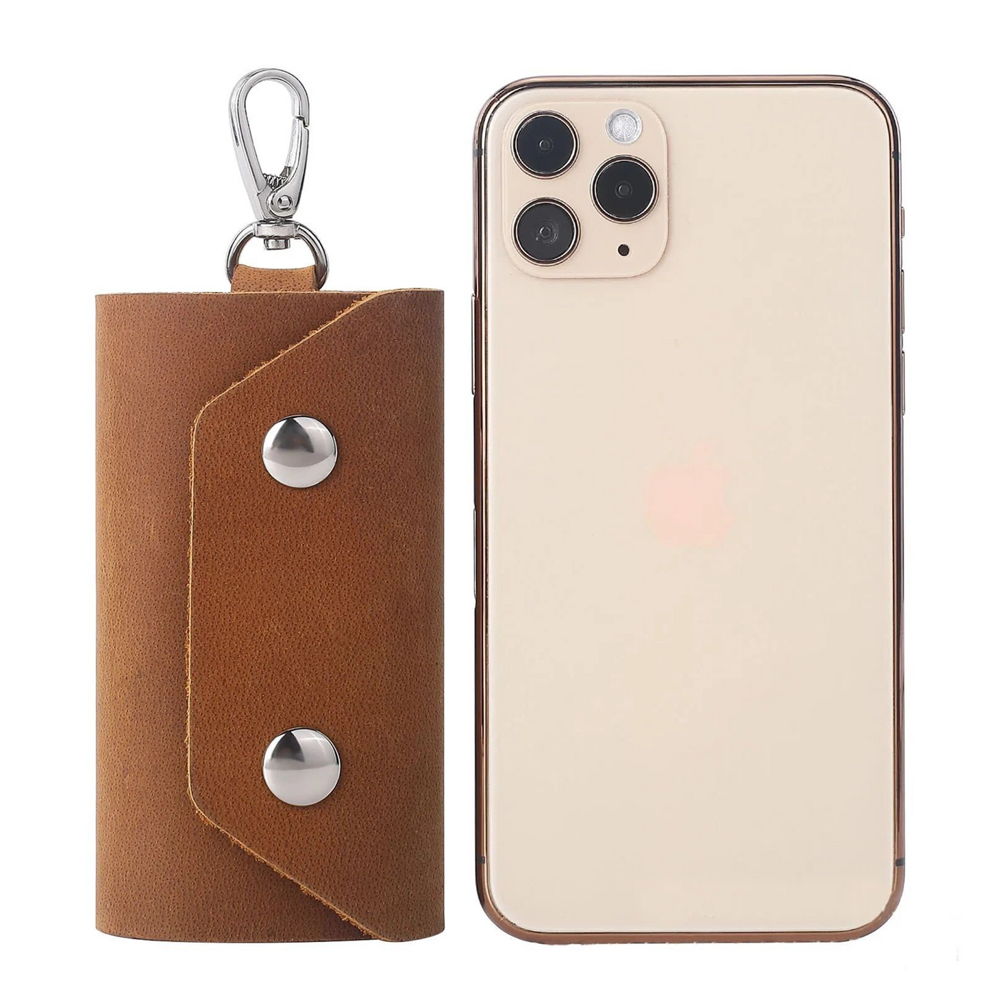 Personalised Leather 6-Hook Key Organiser – Brown