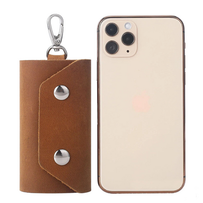 Personalised Leather 6-Hook Key Organiser – Brown