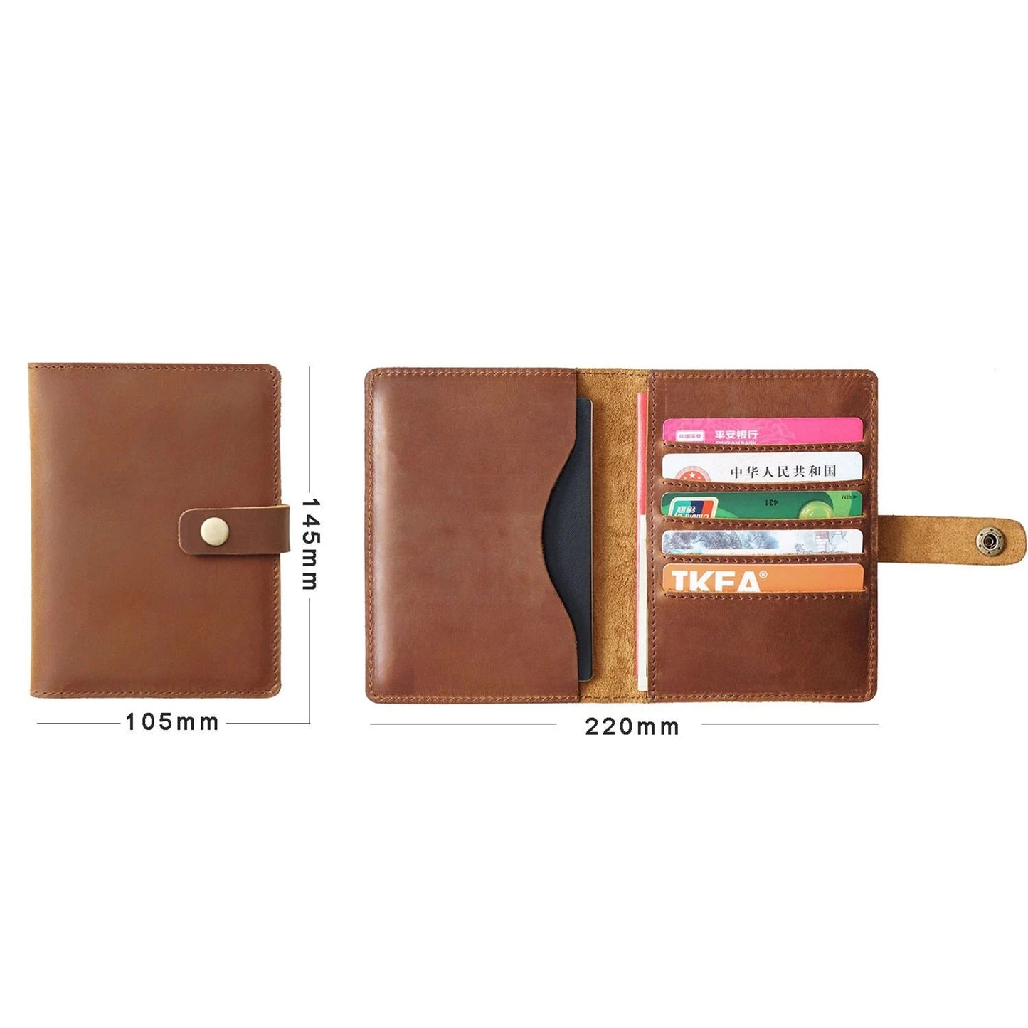 Custom Leather Passport Holder Brown