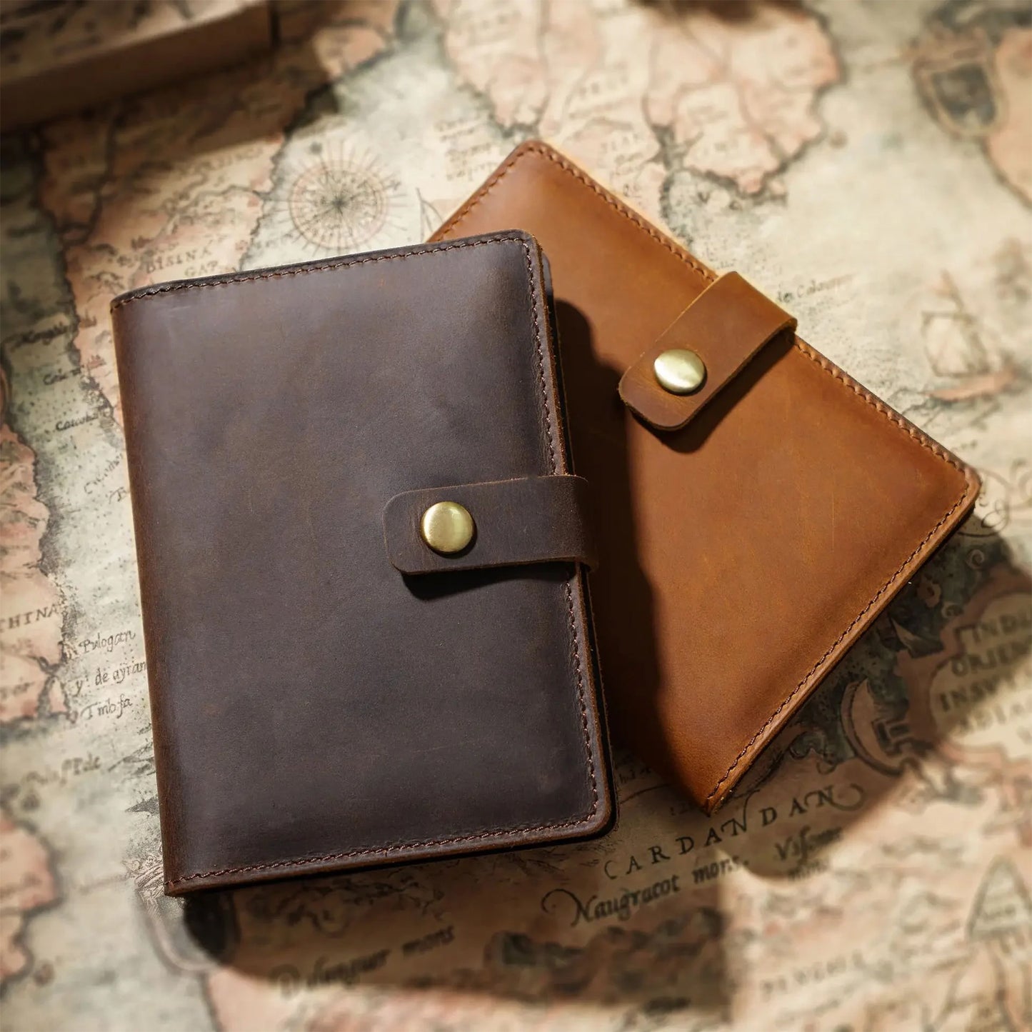 Custom Leather Passport Holder Brown