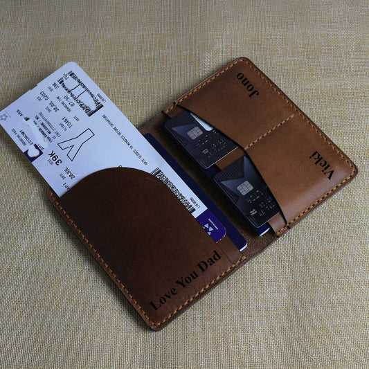 Handmade Personalized Travel Wallet Brown