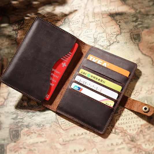 Custom Leather Passport Holder Dark Brown