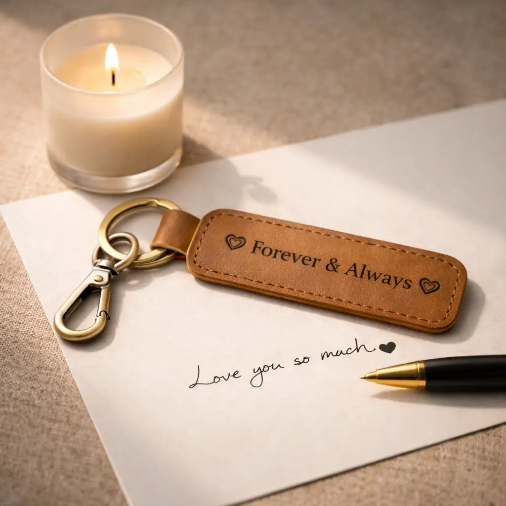 Leather keychain brown – Custom Engraved