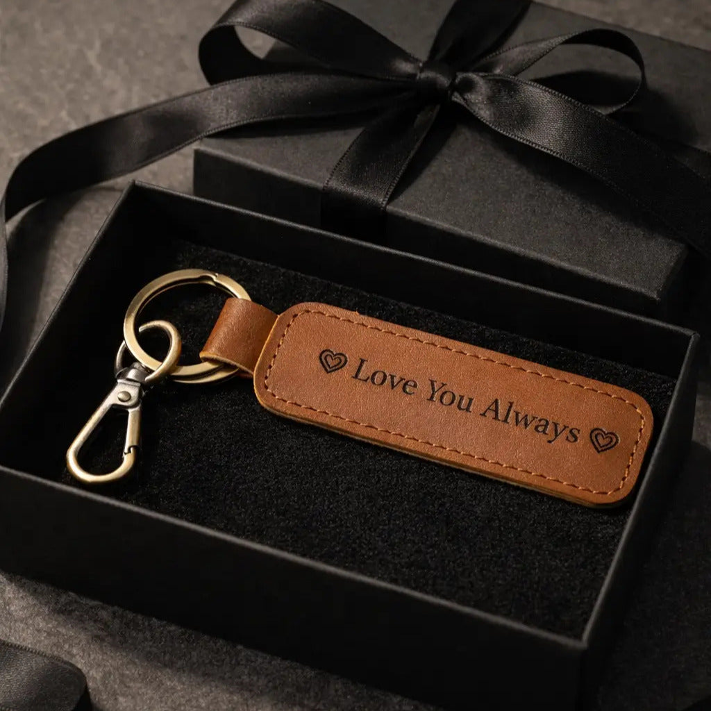 Leather keychain brown – Custom Engraved