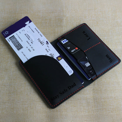 Personalised Travel Wallet Black Handmade