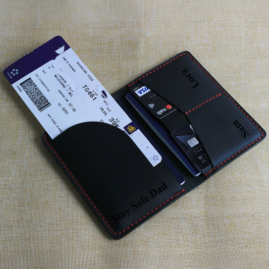 Personalised Travel Wallet Black Handmade