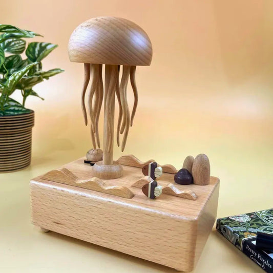 hand carved wooden jellyfish automaton, a charming piece for the decoration of house.
