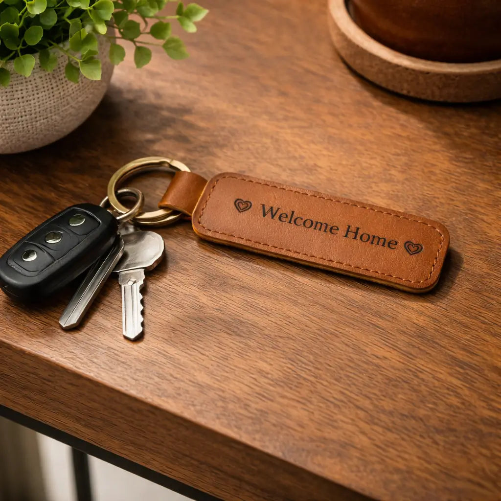 Leather keychain brown – Custom Engraved