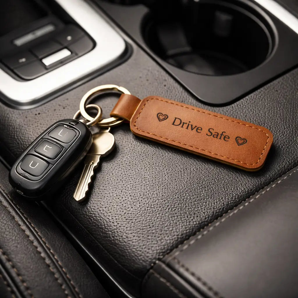Leather keychain brown – Custom Engraved