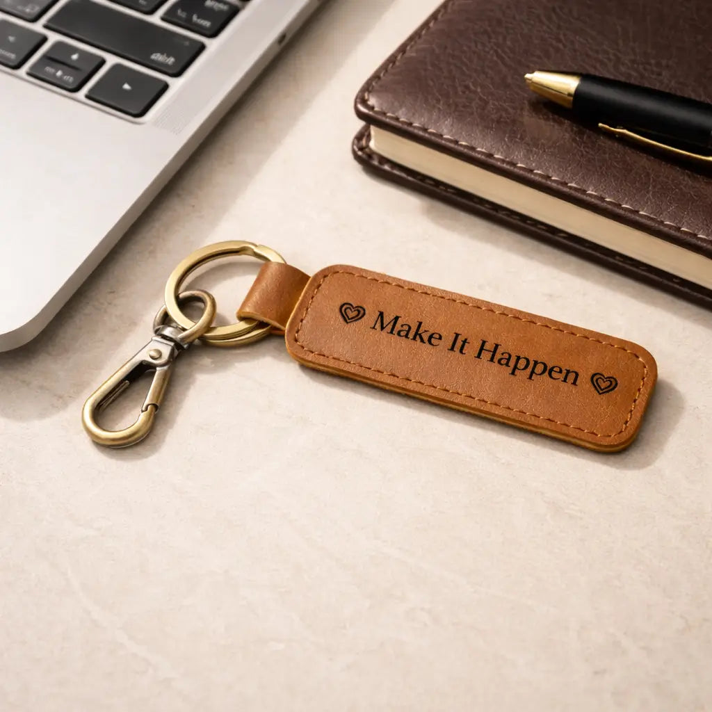 Leather keychain brown – Custom Engraved