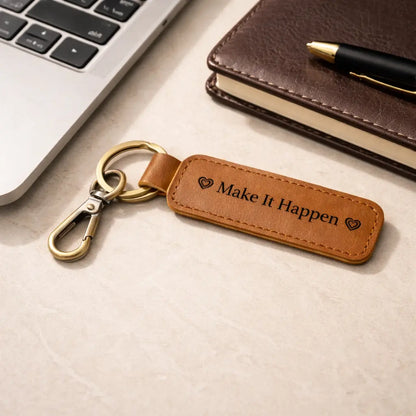 Leather keychain brown – Custom Engraved