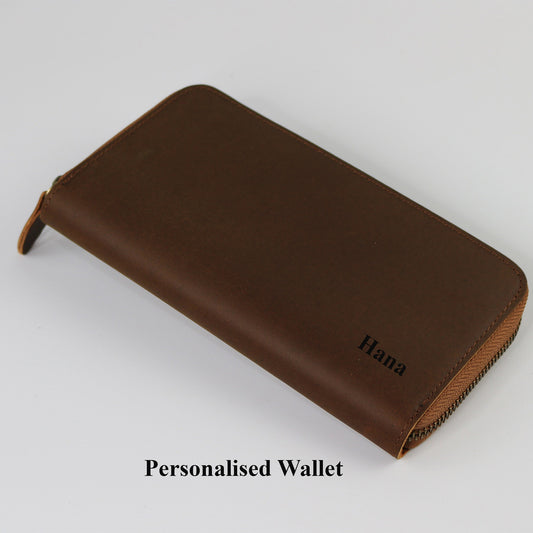 Zip Around Wallet for Women Brown