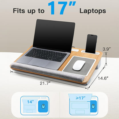 Laptop Portable Lap Tray with Soft Padding -Wooden Multifunctional Laptop Desk