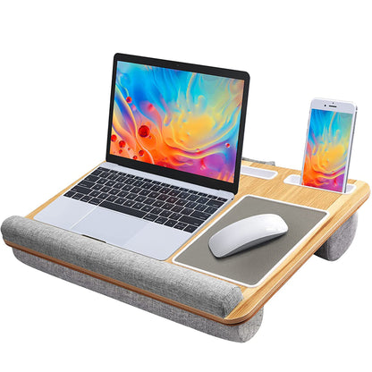 Laptop Portable Lap Tray with Soft Padding -Wooden Multifunctional Laptop Desk