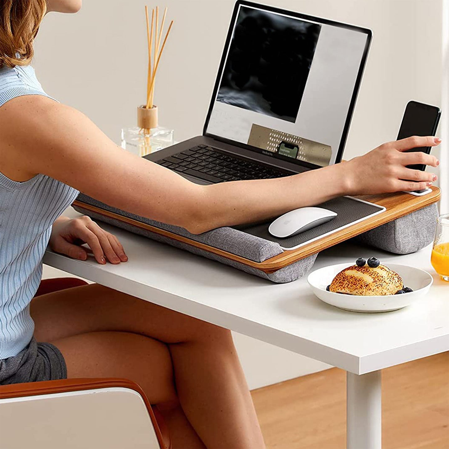 Laptop Portable Lap Tray with Soft Padding -Wooden Multifunctional Laptop Desk