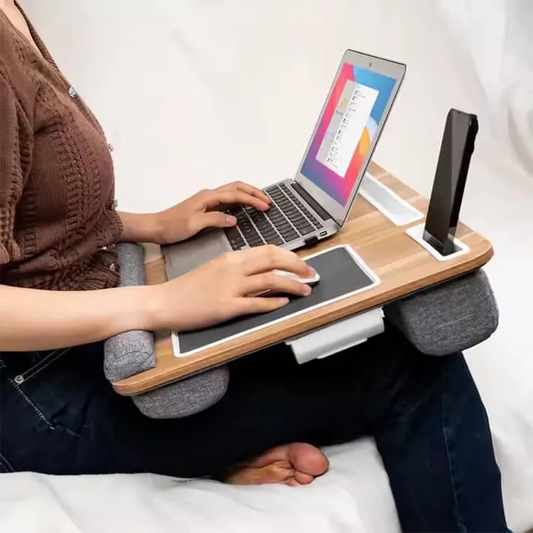 Laptop Portable Lap Tray with Soft Padding -Wooden Multifunctional Laptop Desk