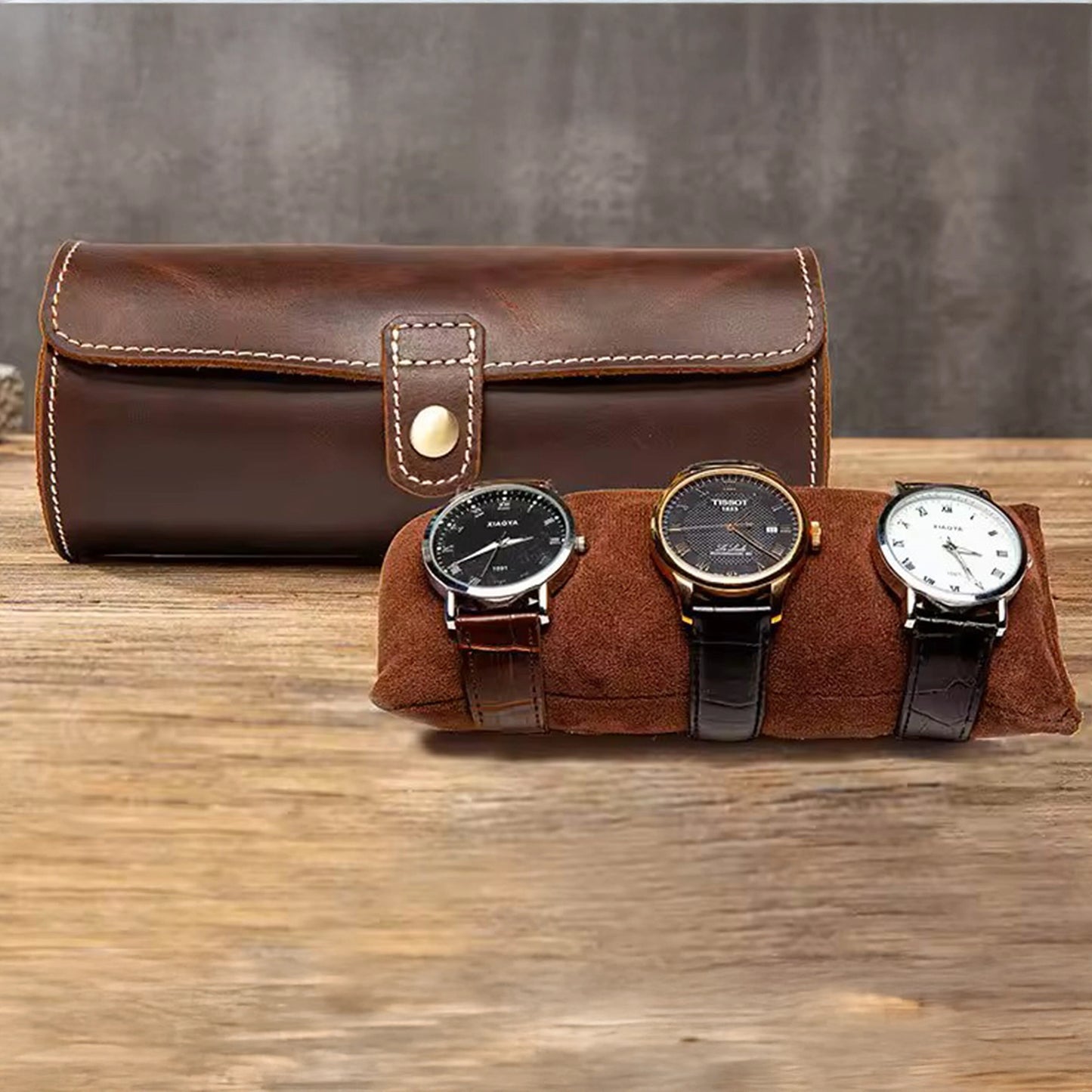 Personalised Leather Watch roll