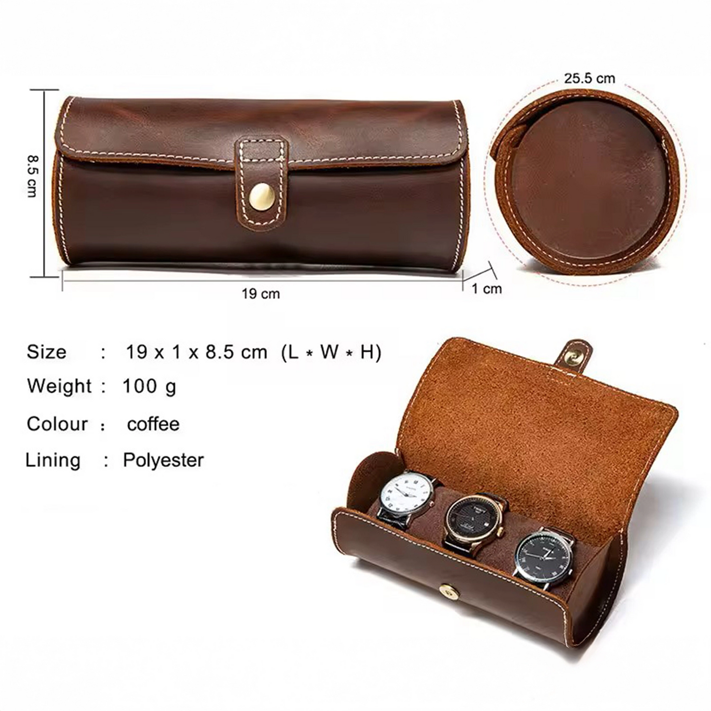 Personalised Leather Watch roll