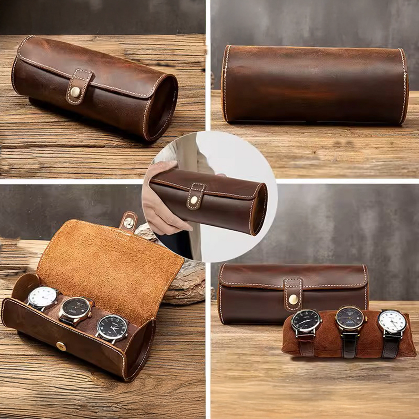 Personalised Leather Watch roll