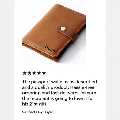 Custom Leather Passport Holder Brown