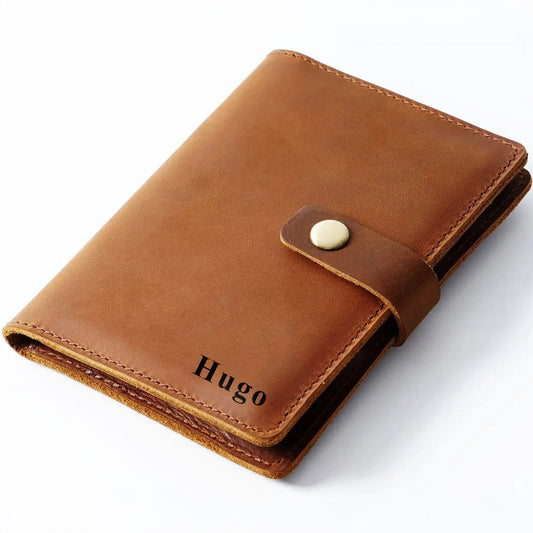 Custom Leather Passport Holder Brown