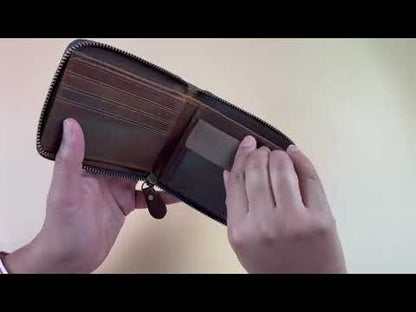 Personalised Zip Around Genuine Leather Wallet