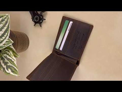 Bifold Dark Brown Leather Wallet Customised for Men
