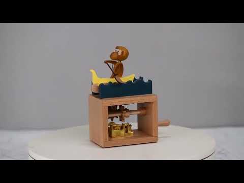 Handmade Monkey Hand Cranked Music Box
