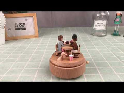 Custom Romantic Couple Café Music Box